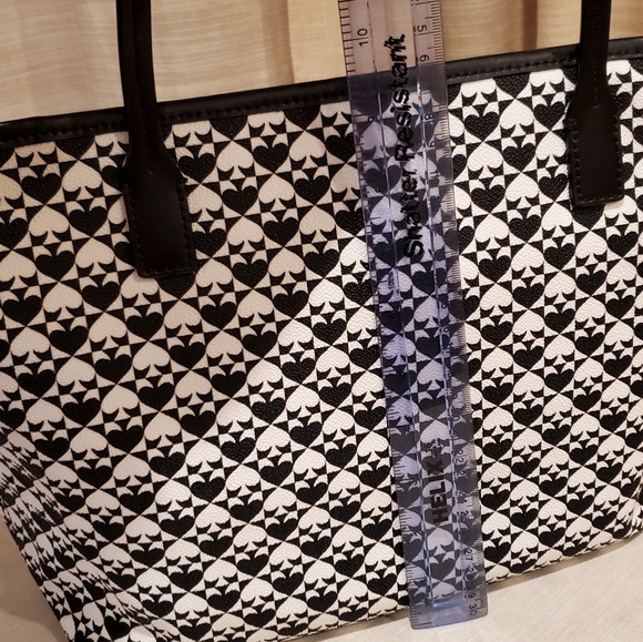B & W Spades Tote Bag Margareta Penn Style PVC & Leather Excellent Condition - Picture 3 of 15